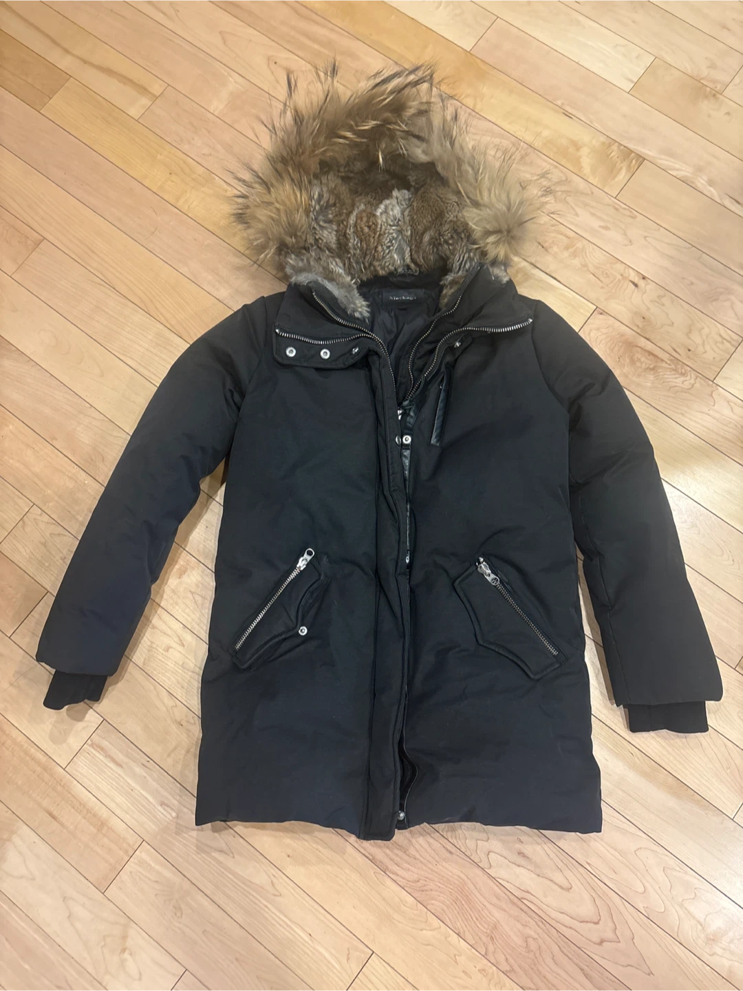 Mackage Black Down Parka with Fur Hood