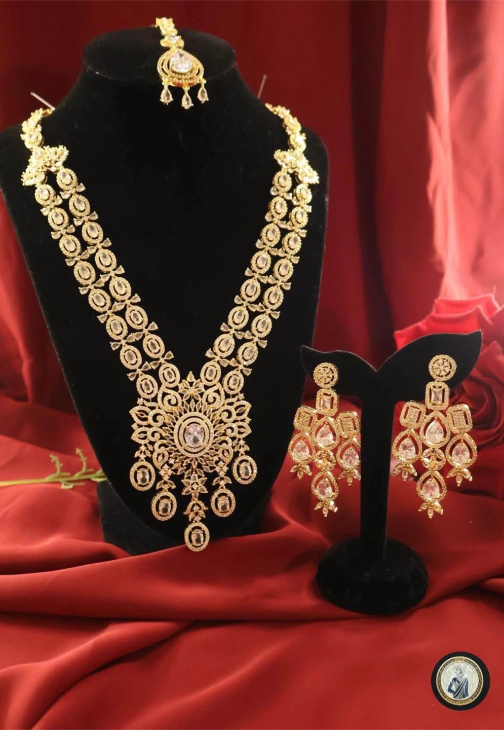 AD Gold Tone Rhinestone Necklace and Earring Set - photo 2