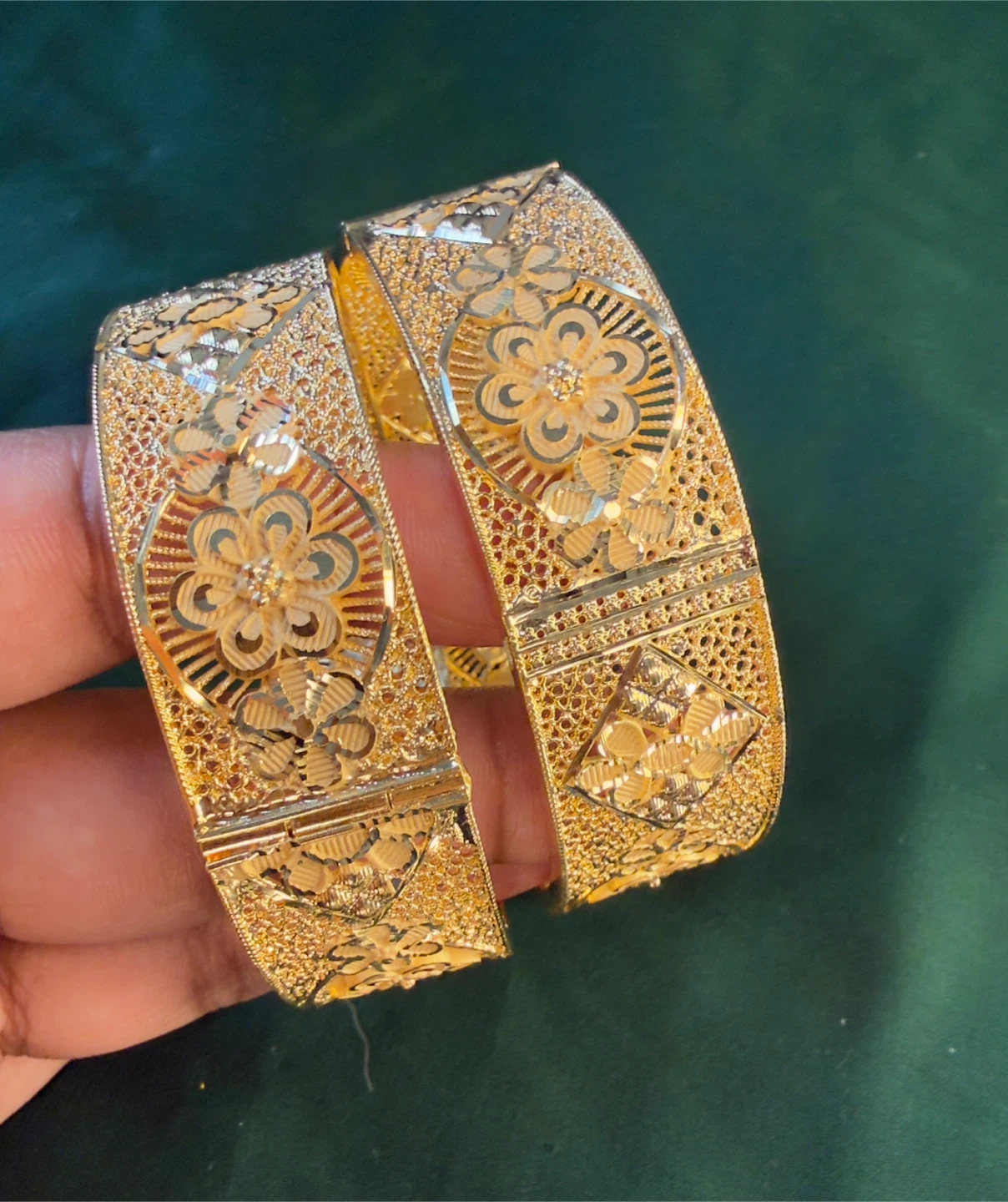 Gold plated Filigree Bangle Bracelets (Pair) - photo 2