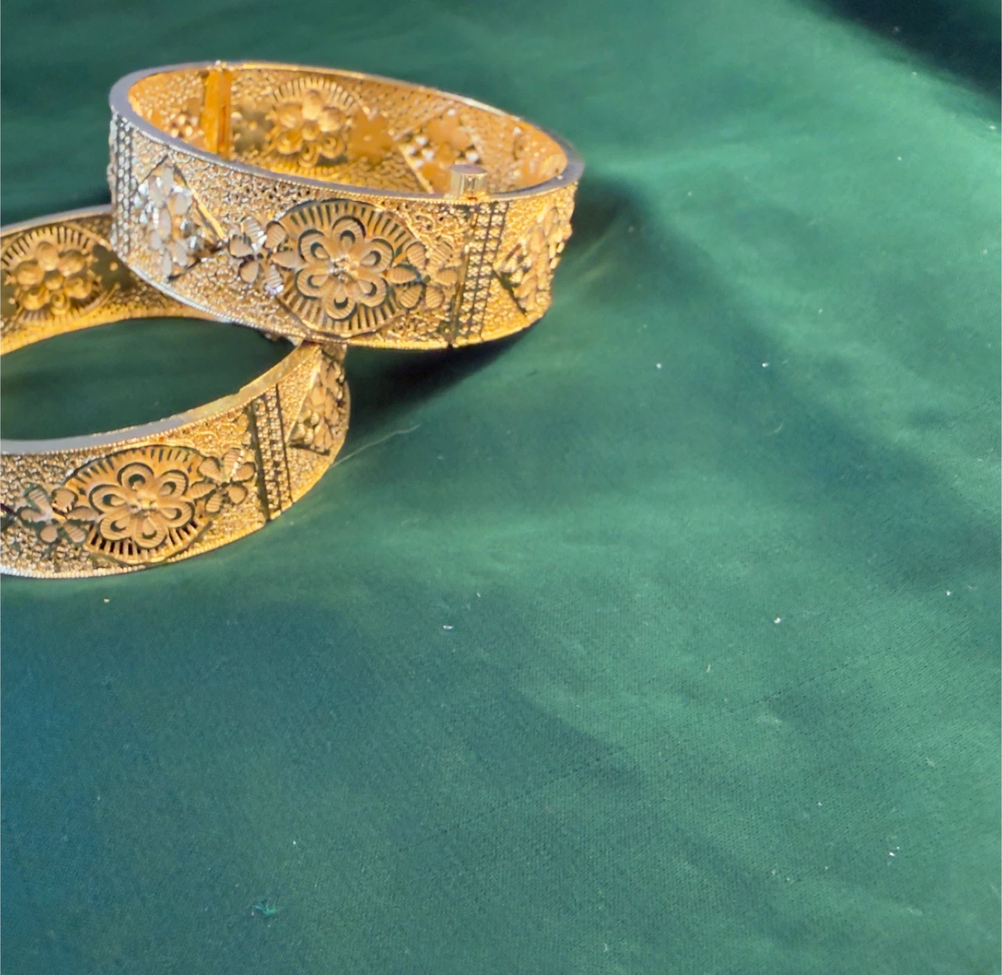 Gold plated Filigree Bangle Bracelets (Pair) - photo 3