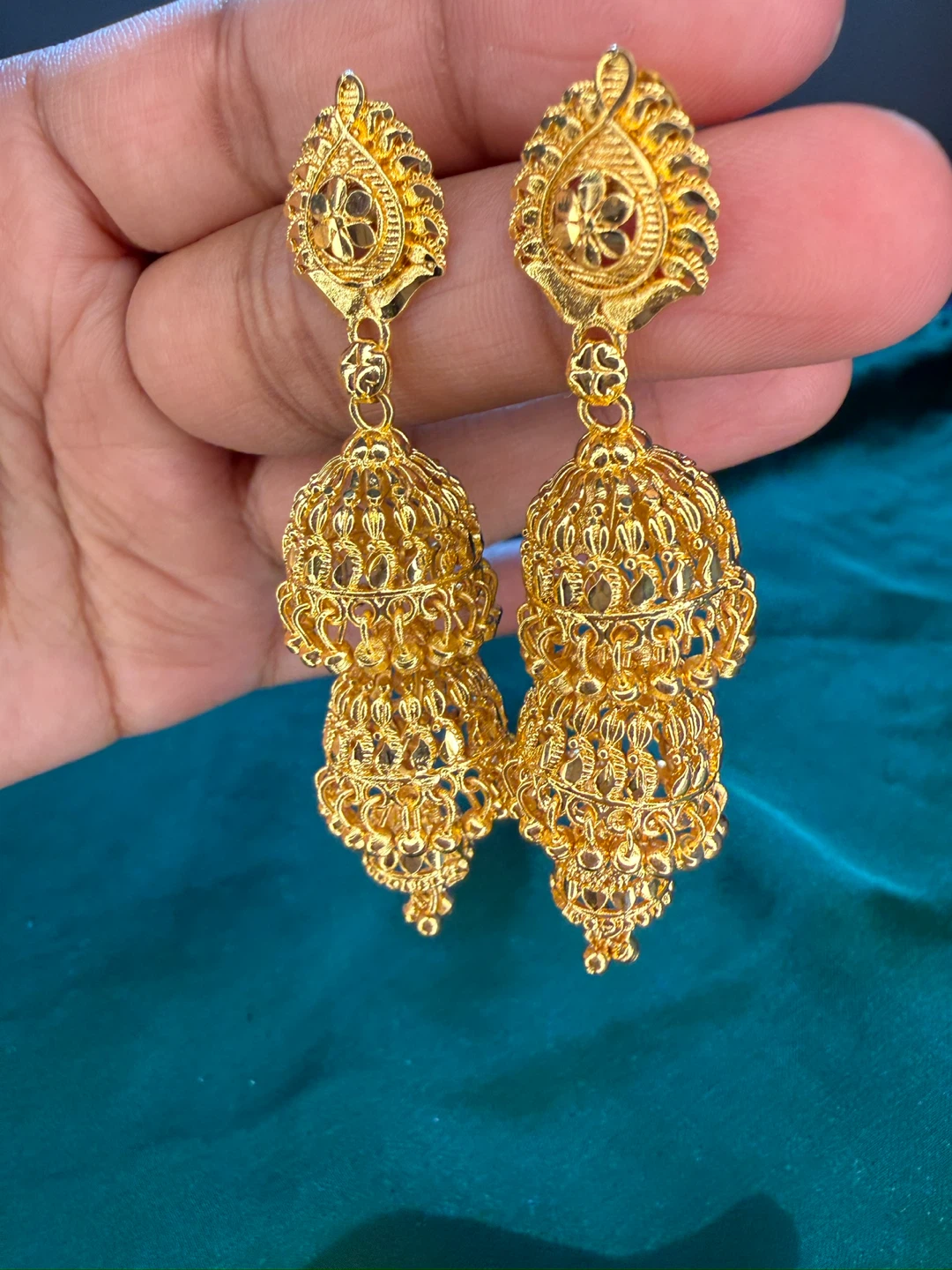 Gold Tone Jhumka Earrings - photo 4