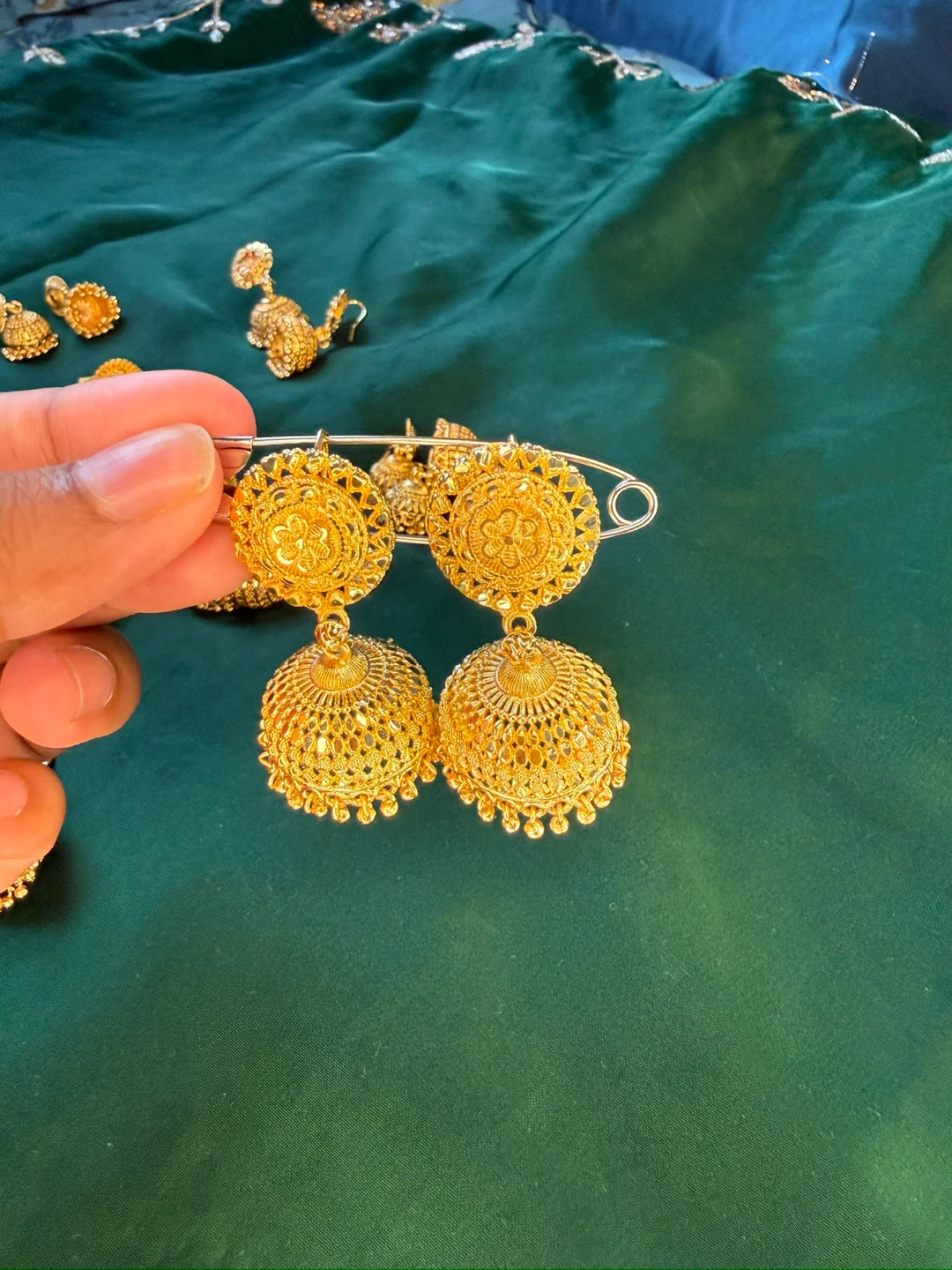 Gold Tone Jhumka Earrings