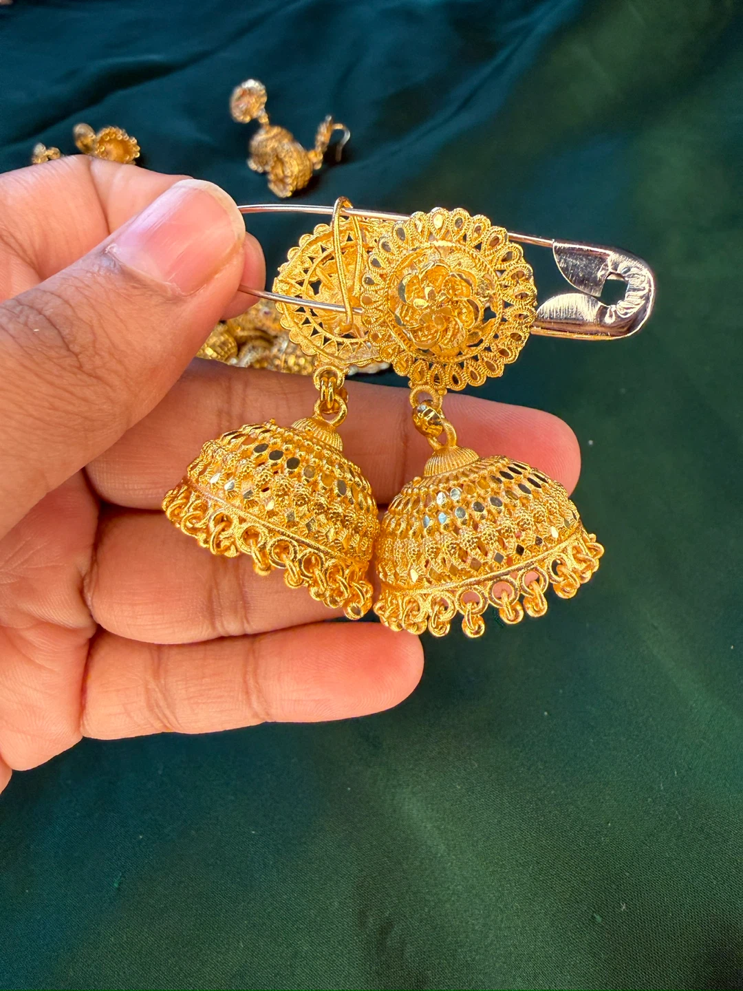 Gold Tone Jhumka Earrings - photo 5