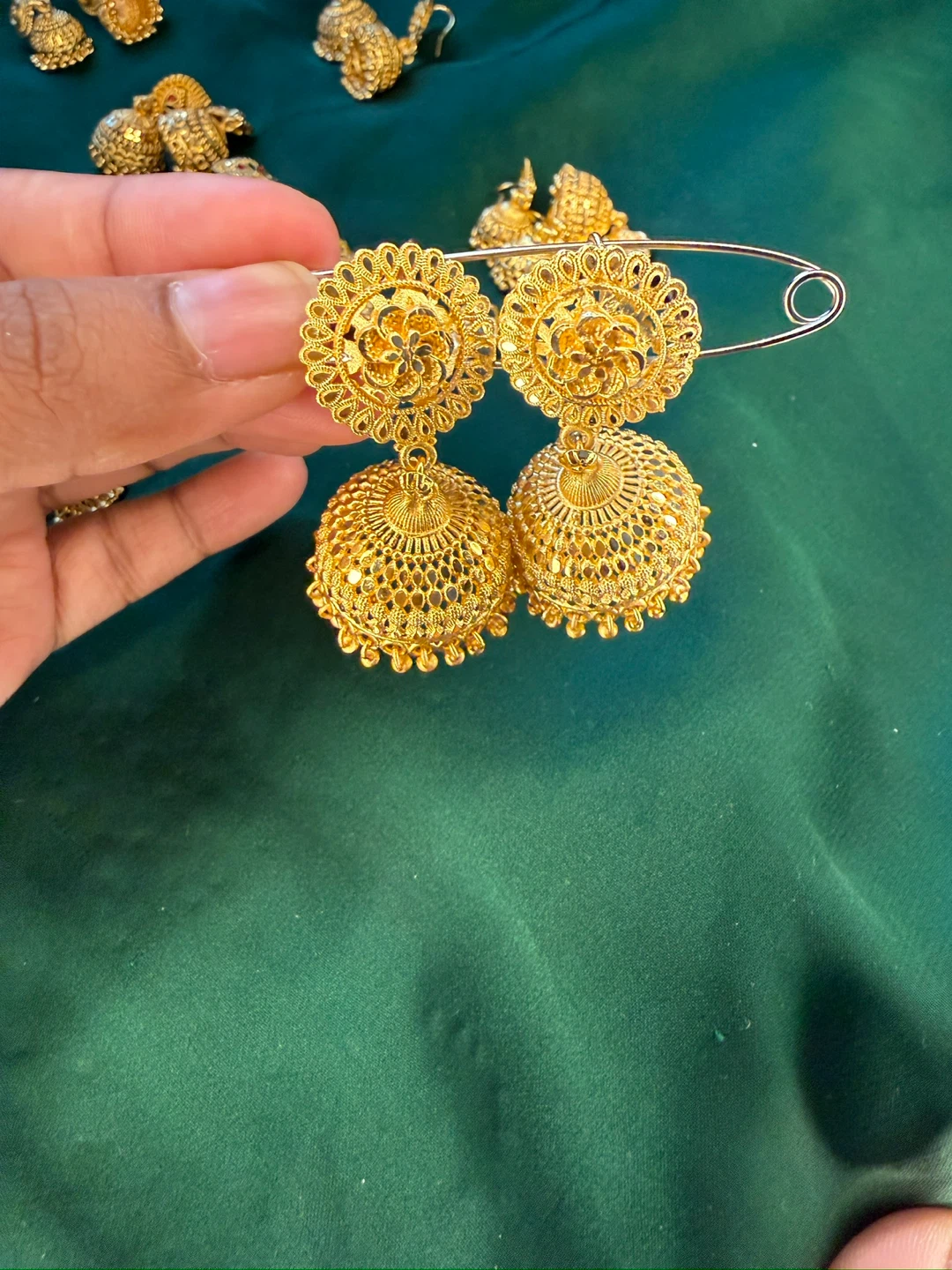 Gold Tone Jhumka Earrings - photo 4