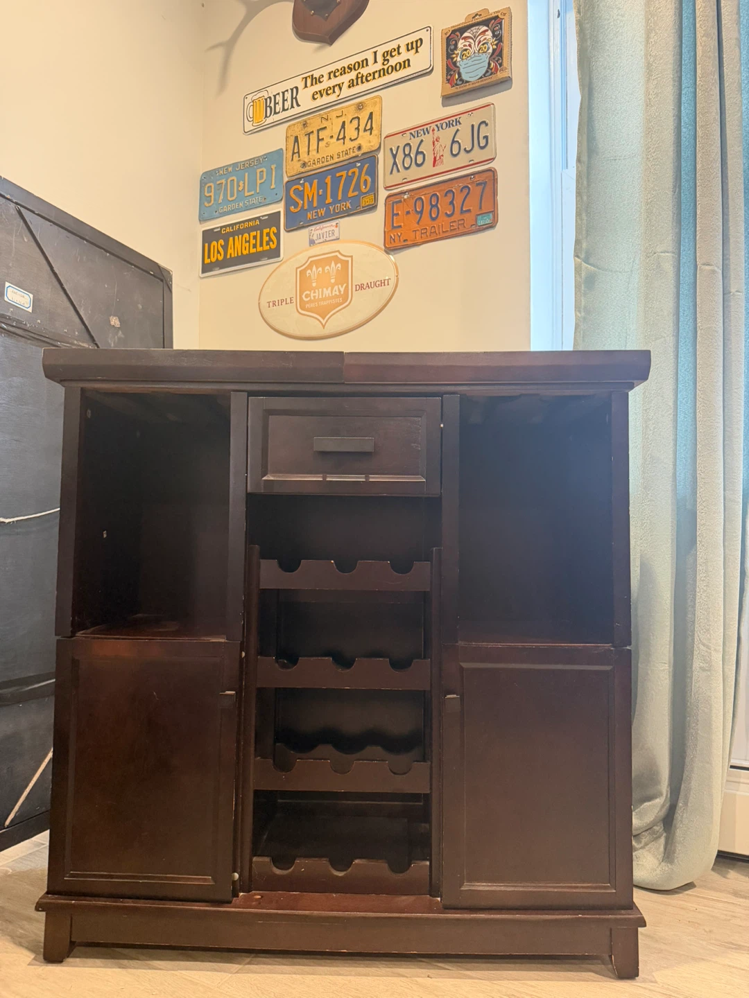 Dark Wood Bar Cabinet with Wine Storage - photo 3