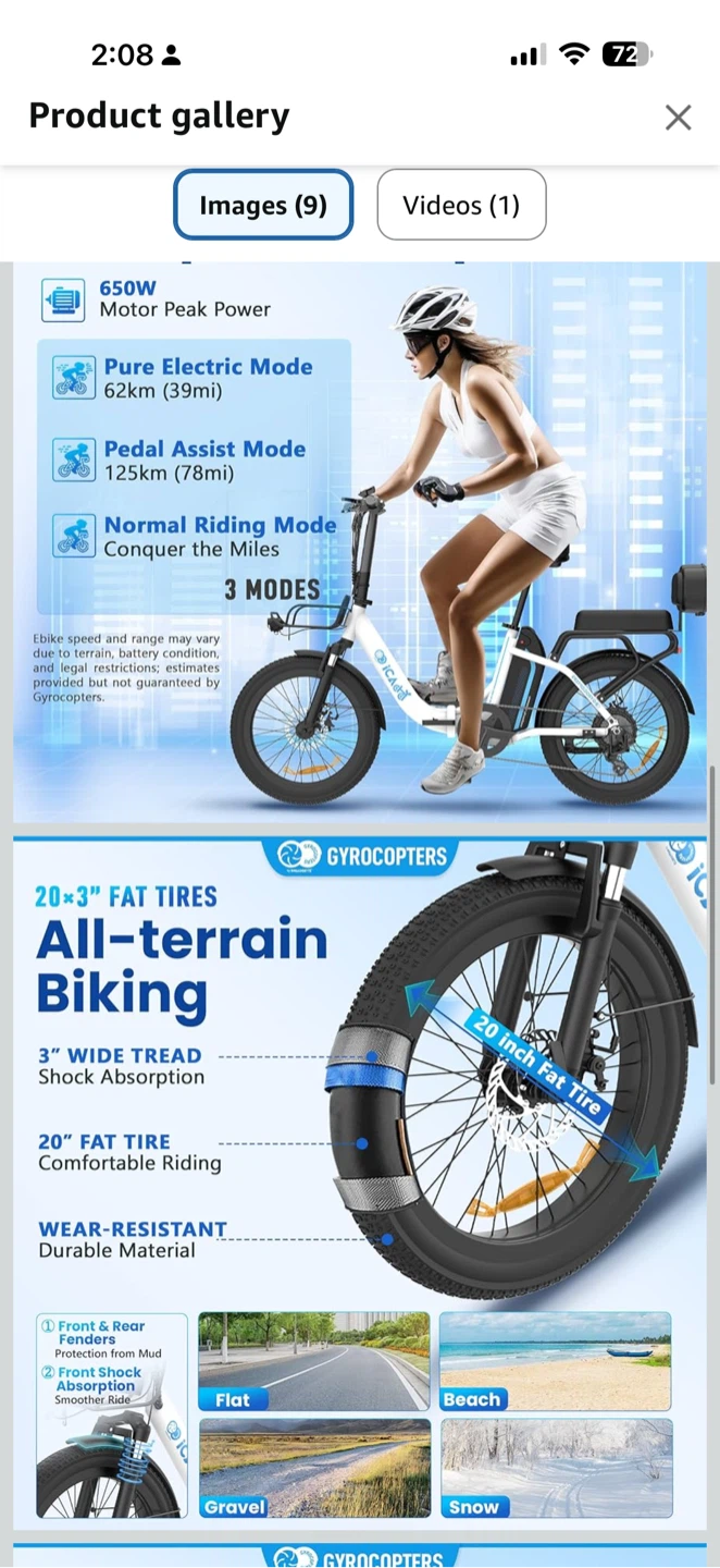 iCaddy Electric Fat Tire Bike - photo 3