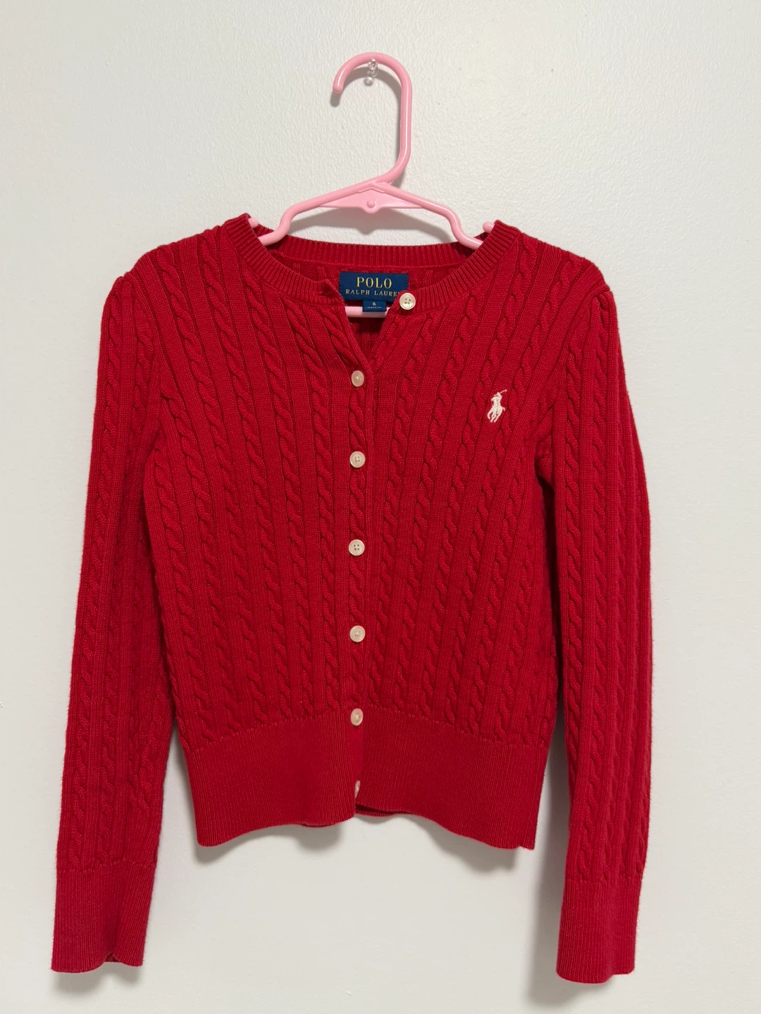 Polo Ralph Lauren Red Cable Knit Cardigan