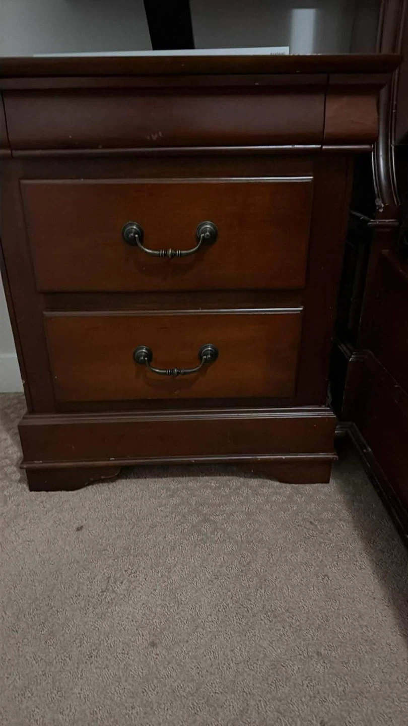 Dark Wood Sleigh Bed Frame and Nightstand - photo 3