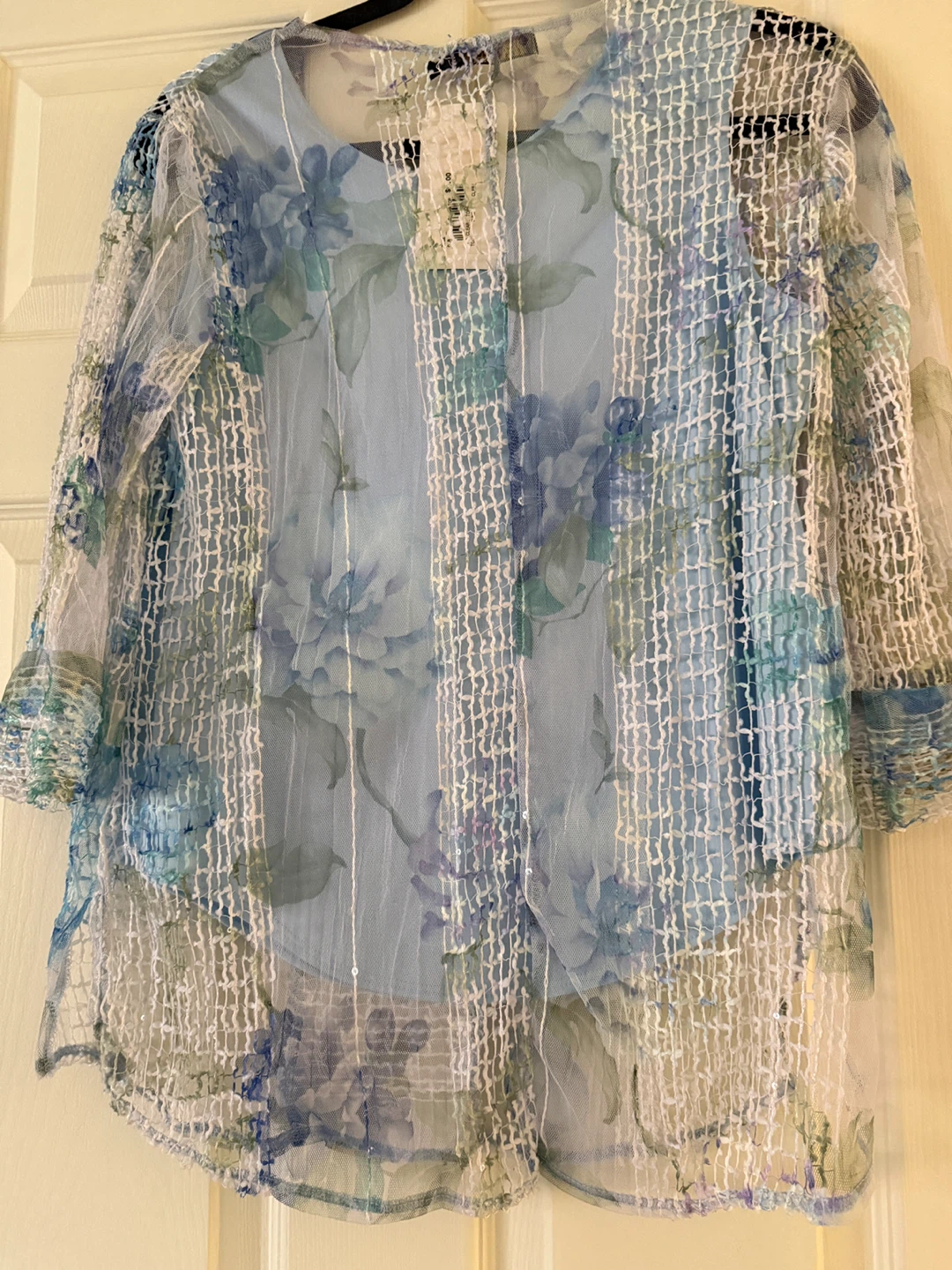 Brand New Picadilly Blue Floral Mesh Tunic Top - photo 4
