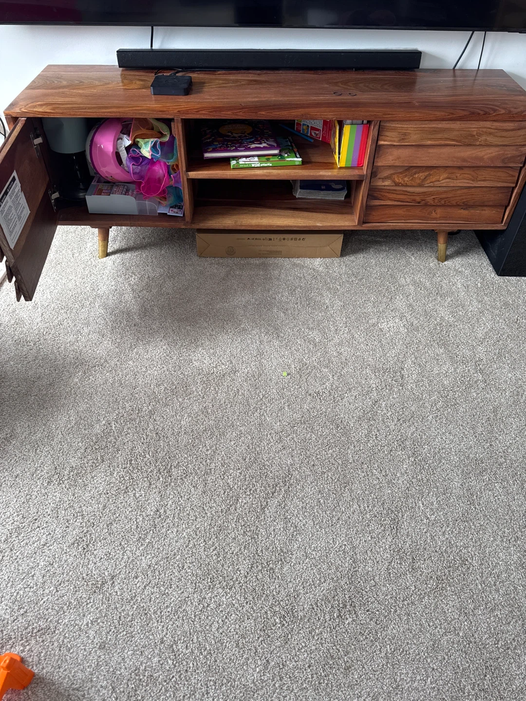 Mid-Century Modern Wood TV Stand with Storage