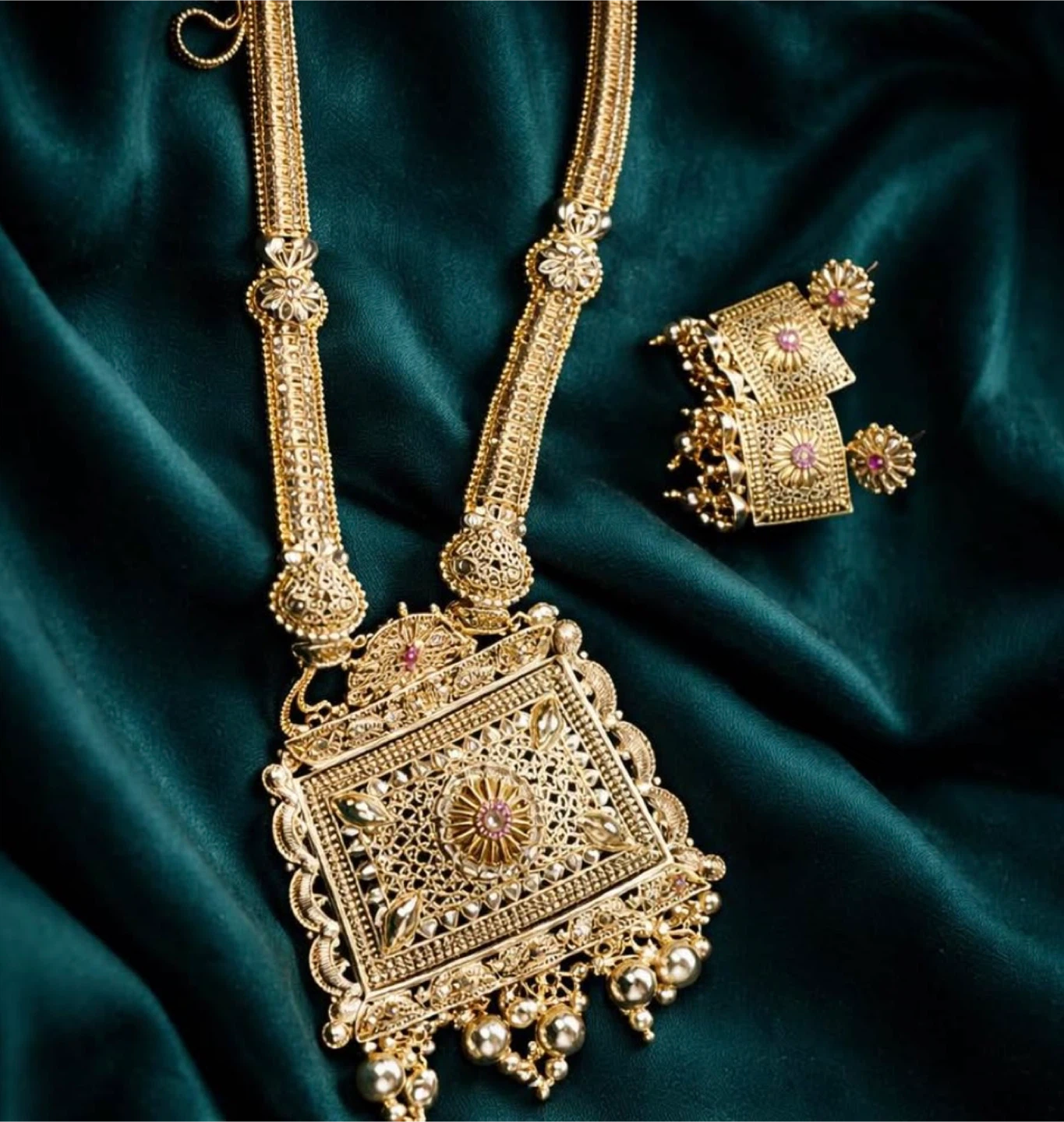 Gold Tone Statement Necklace and Earring Set - photo 2