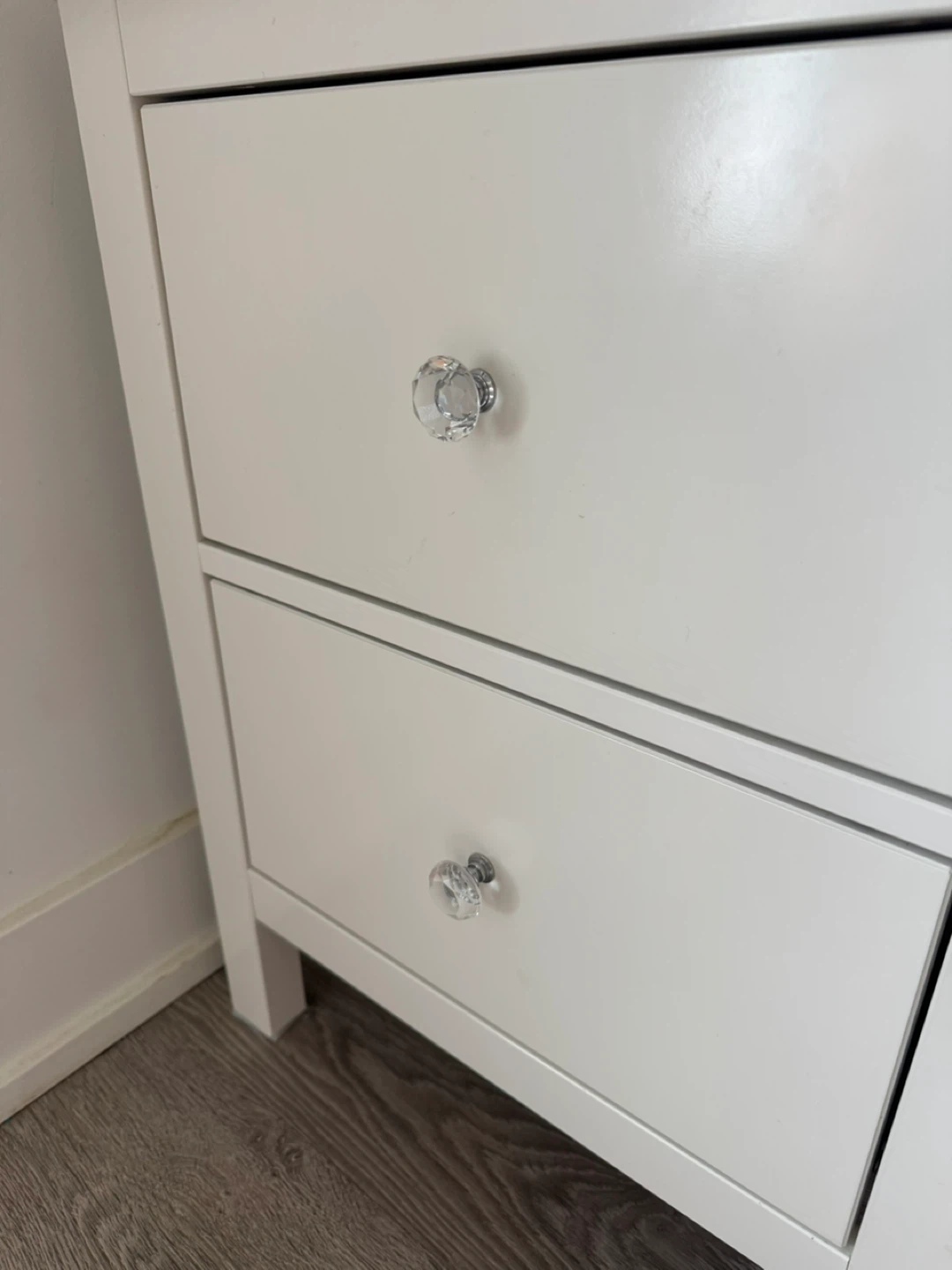 White Two-Drawer Nightstand with Crystal Knobs - photo 5