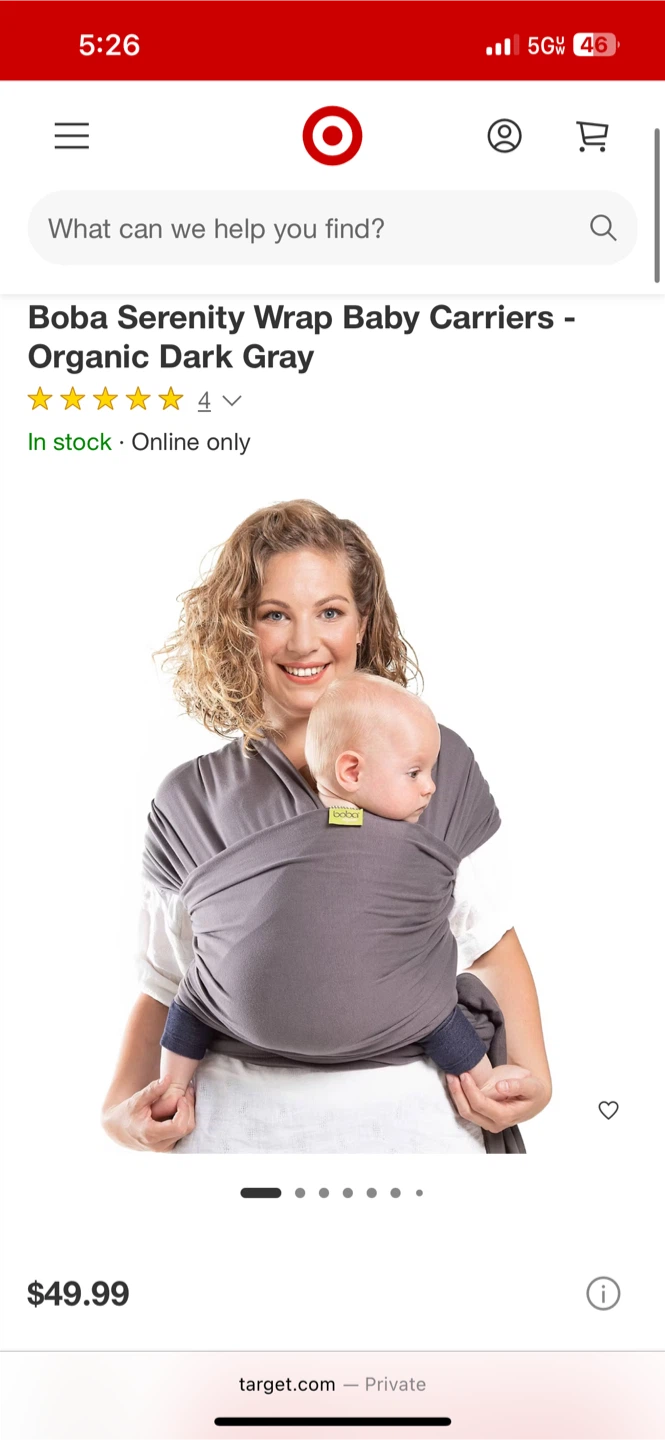 Boba Serenity Wrap Baby Carrier - Organic Dark Gray