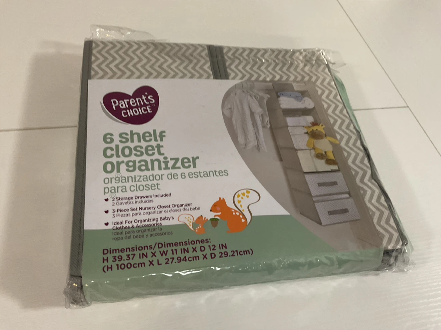 Parent's Choice 6 Shelf Closet Organizer with 2 Drawers
