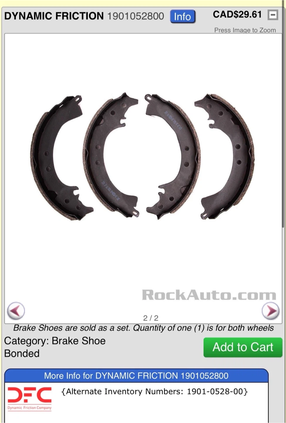 2002 Toyota RAV4 Rear Brake Set - photo 2