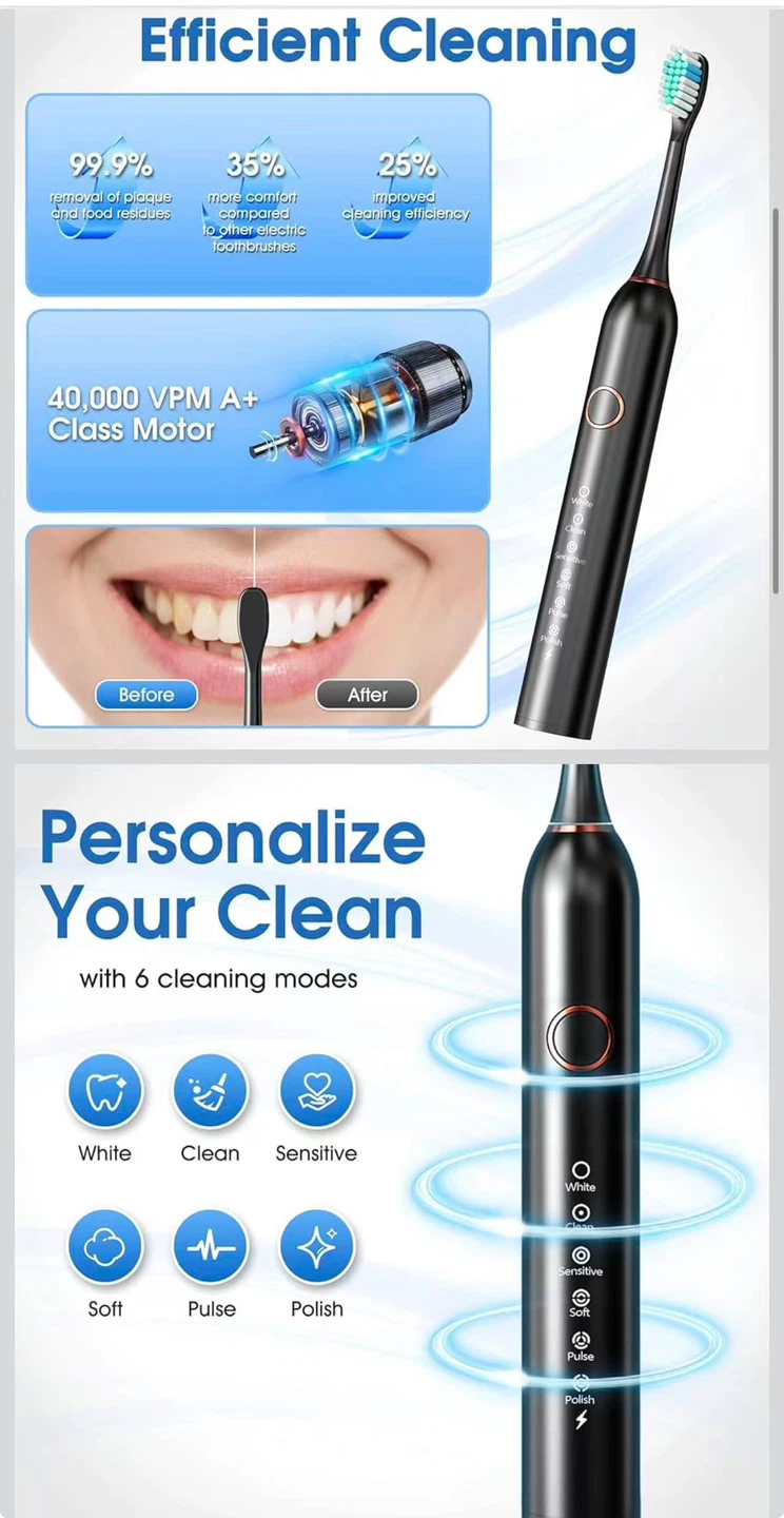 Electric Toothbrush with 8 Brush Heads and Travel Case - photo 2