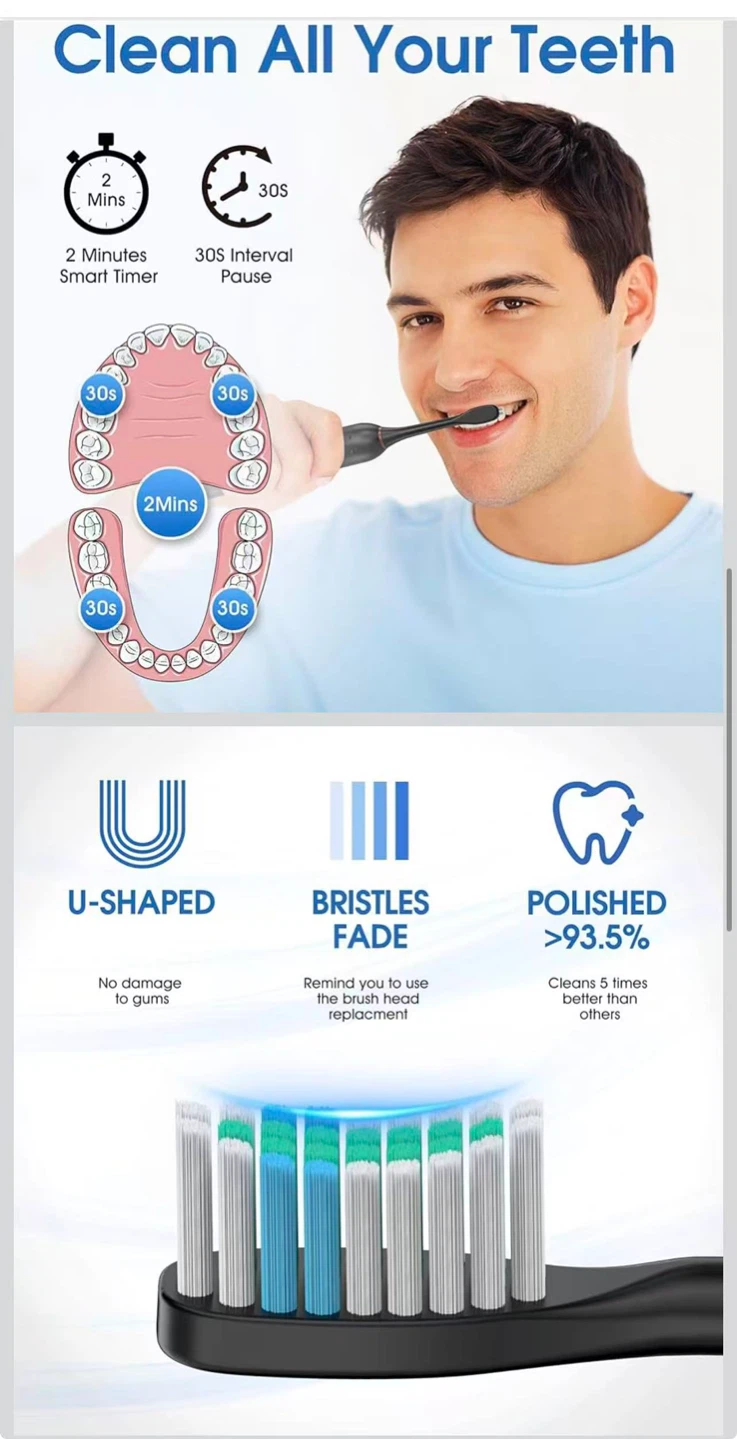 Electric Toothbrush with 8 Brush Heads and Travel Case - photo 3