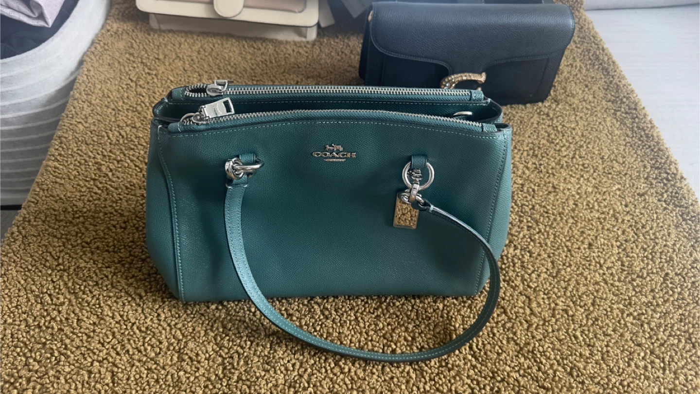 Coach Teal Leather Satchel Handbag