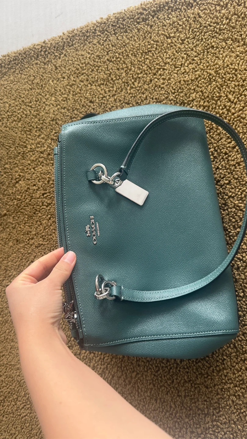Coach Teal Leather Satchel Handbag - photo 2