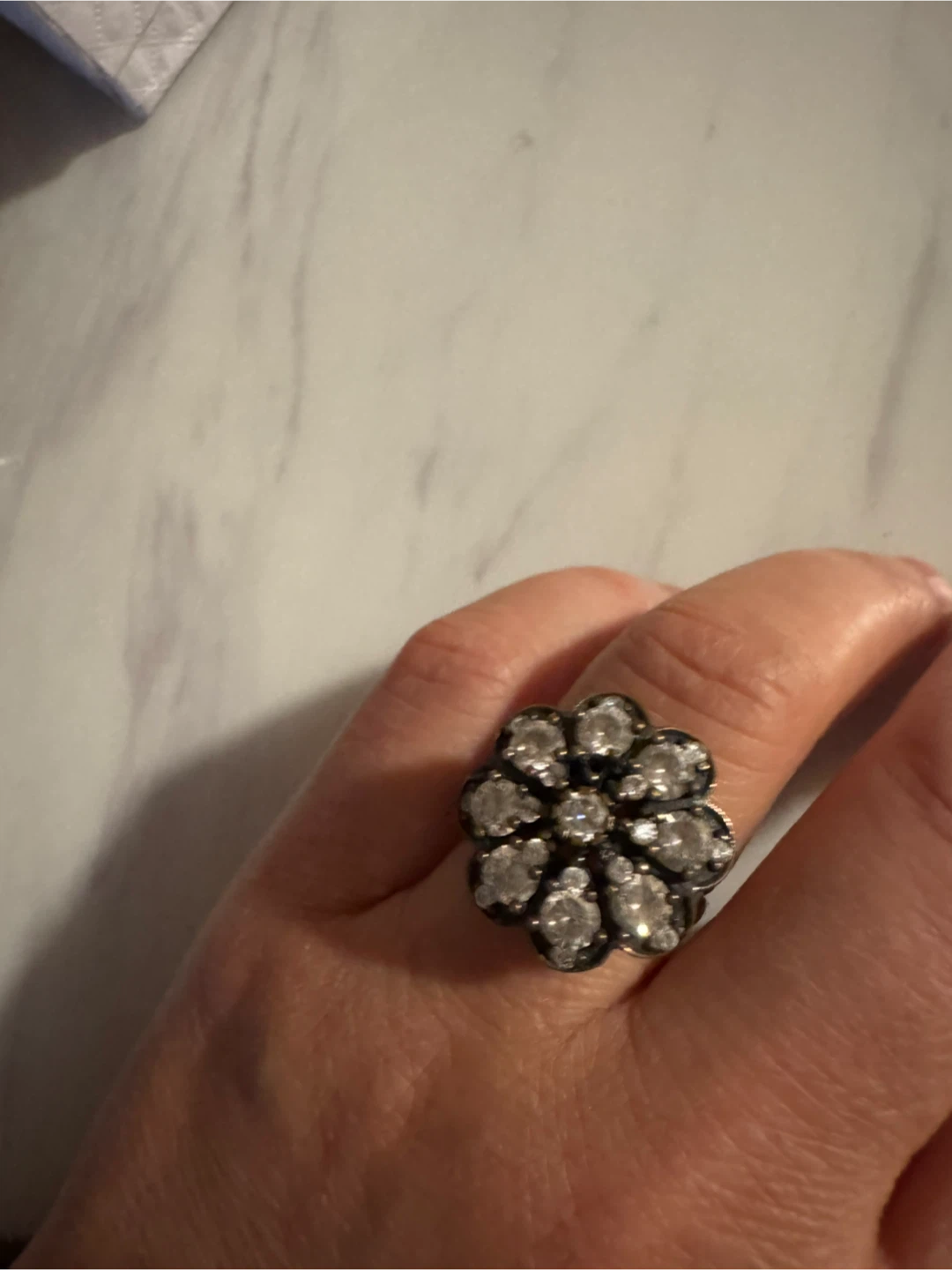 Flower Cluster Ring with Clear Stones