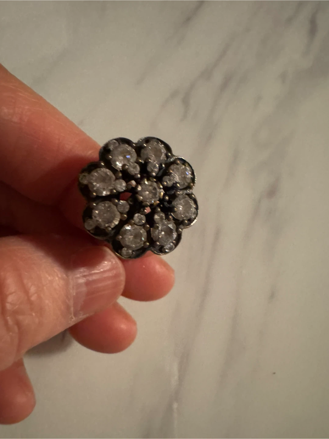 Flower Cluster Ring with Clear Stones - photo 2