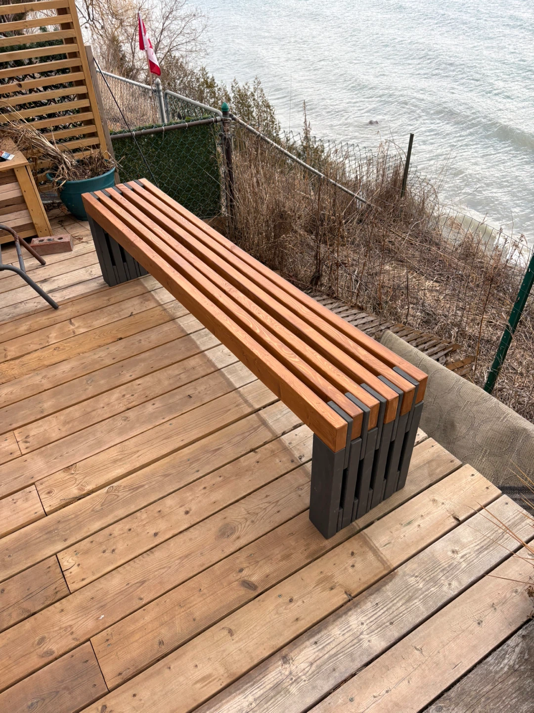 Solid wooden bench