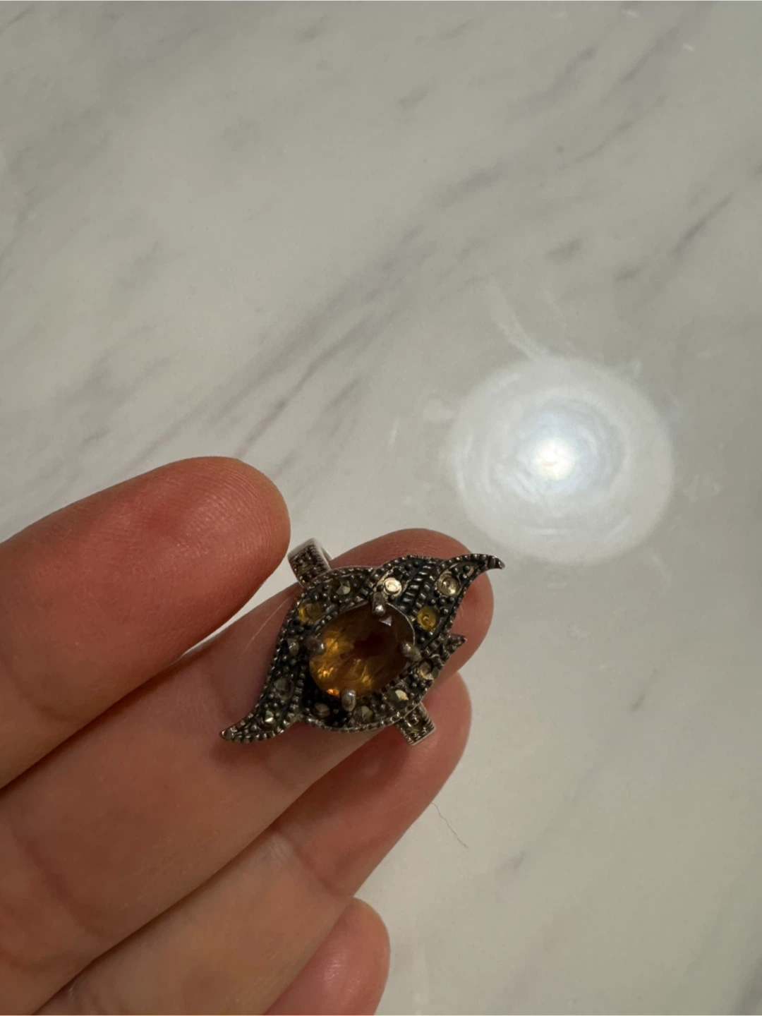 Vintage Garnet and Marcasite Ring
