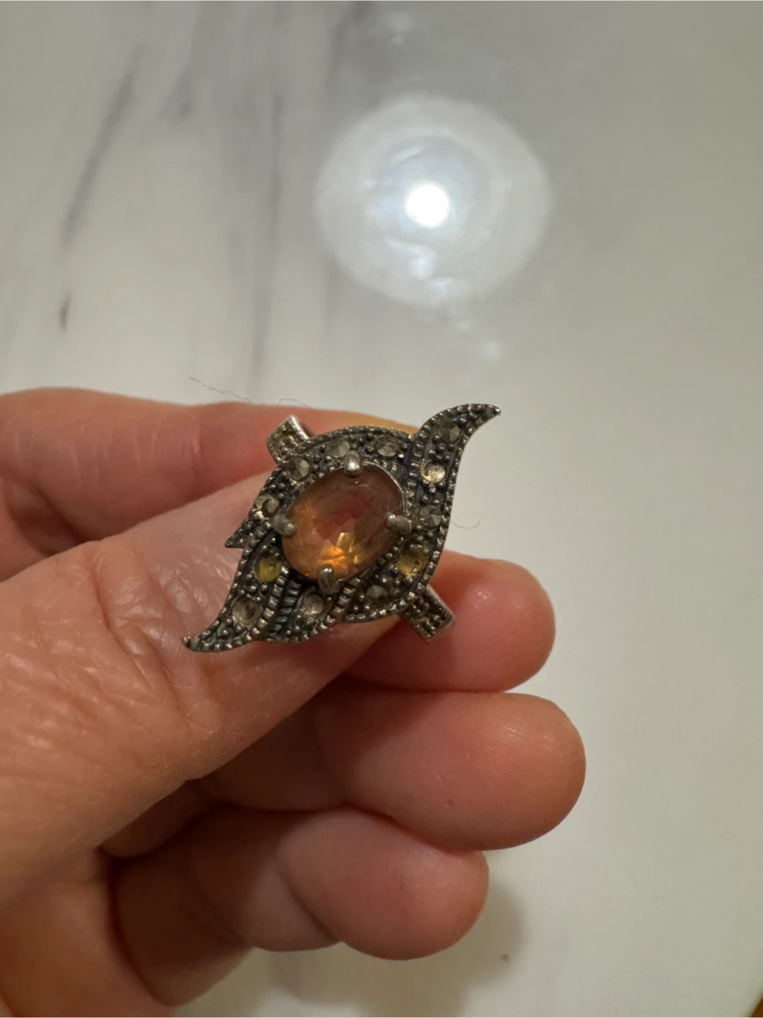 Vintage Garnet and Marcasite Ring - photo 2