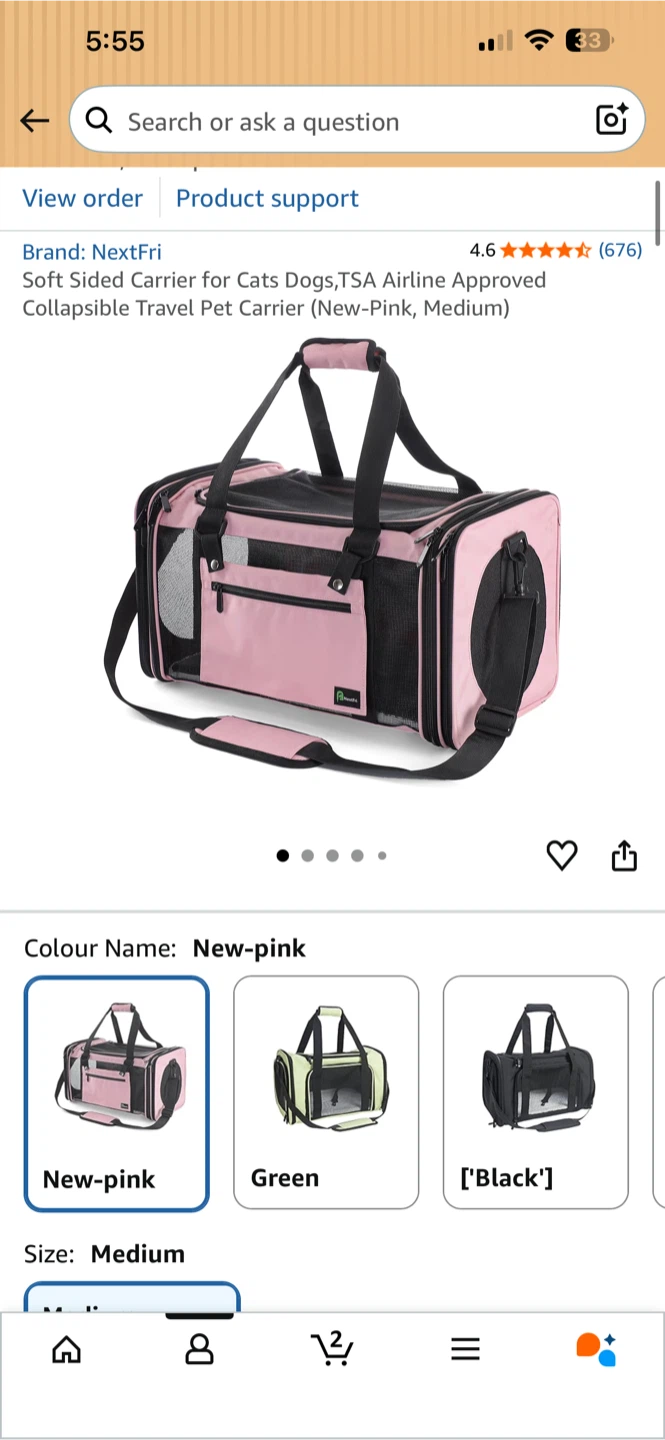 NextFri Pink Pet Carrier Bag - Medium - photo 4