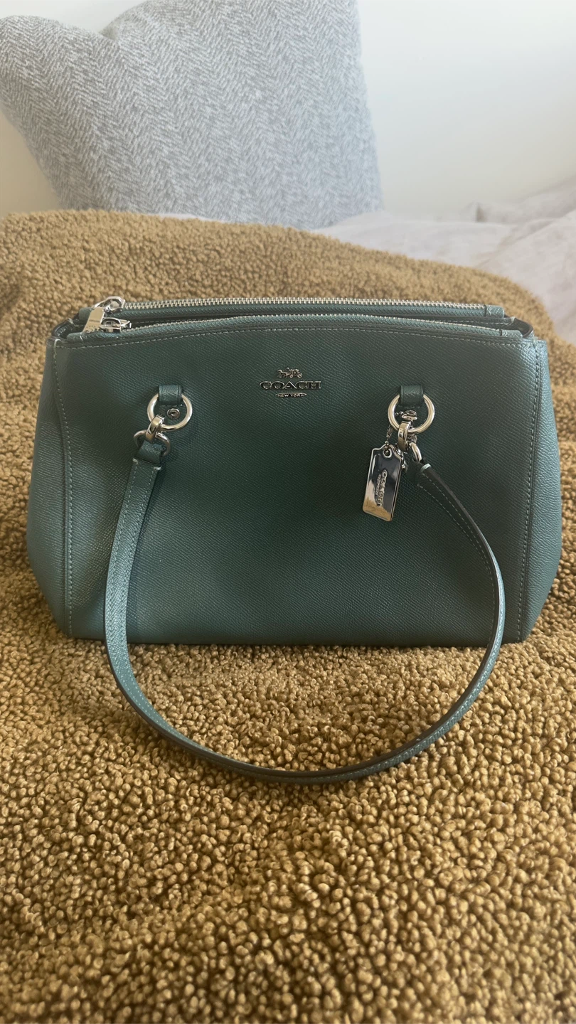 Coach Teal Leather Satchel Handbag - photo 5