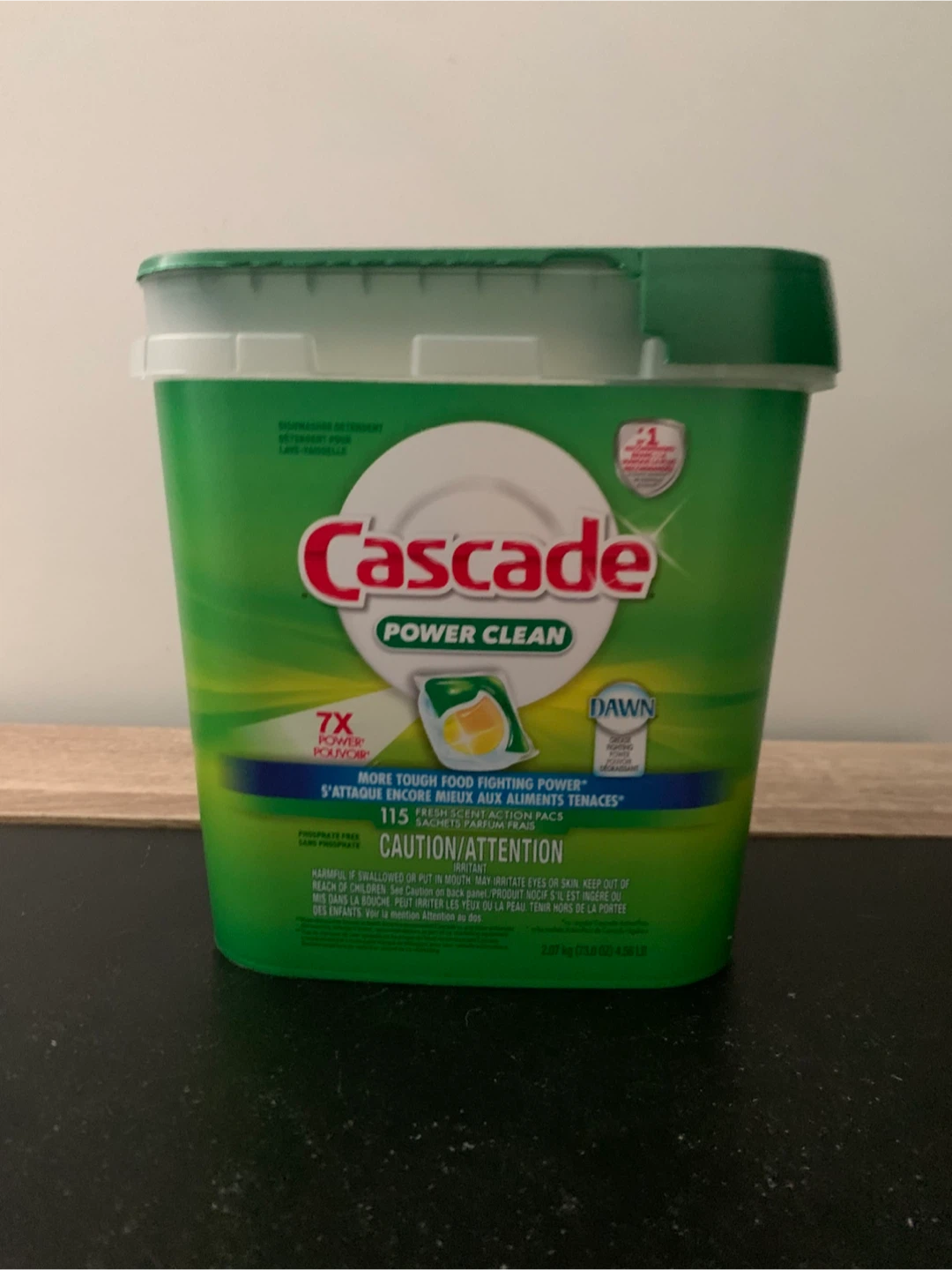 Opened Cascade Power Clean Dishwasher Detergent ActionPacs