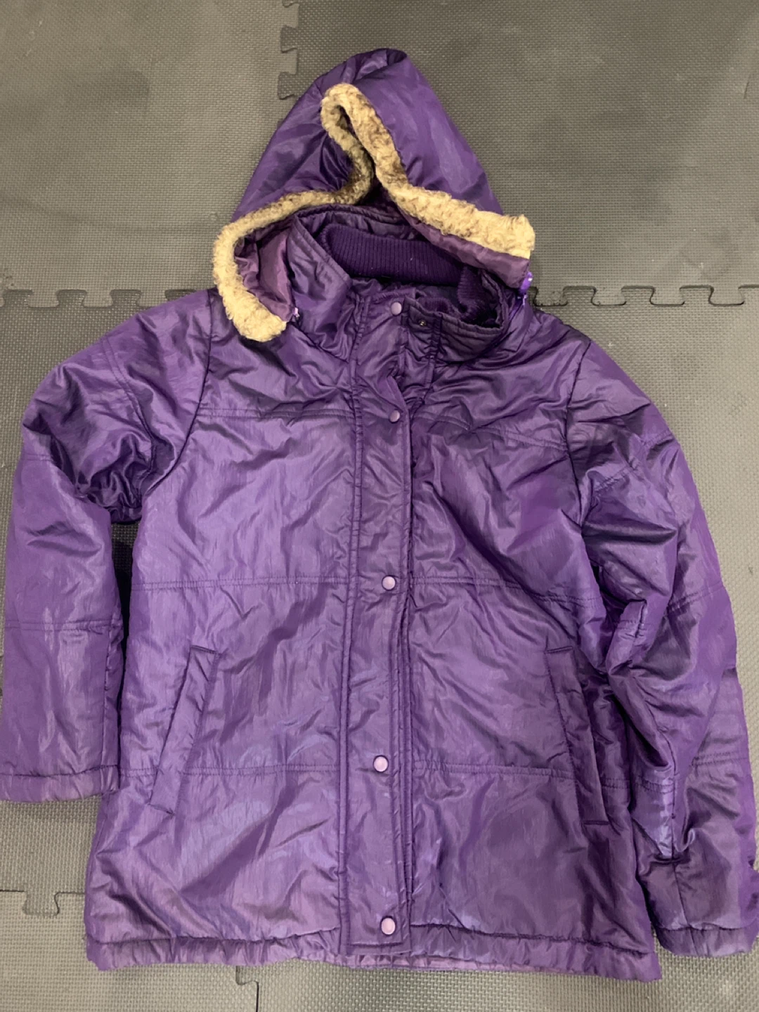 Purple Winter Jacket with Fur-Lined Hood