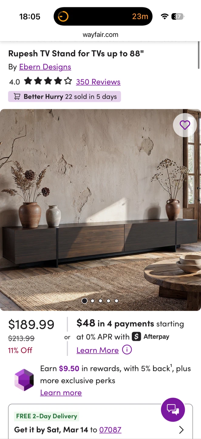 TV stand for TVs up to 88”