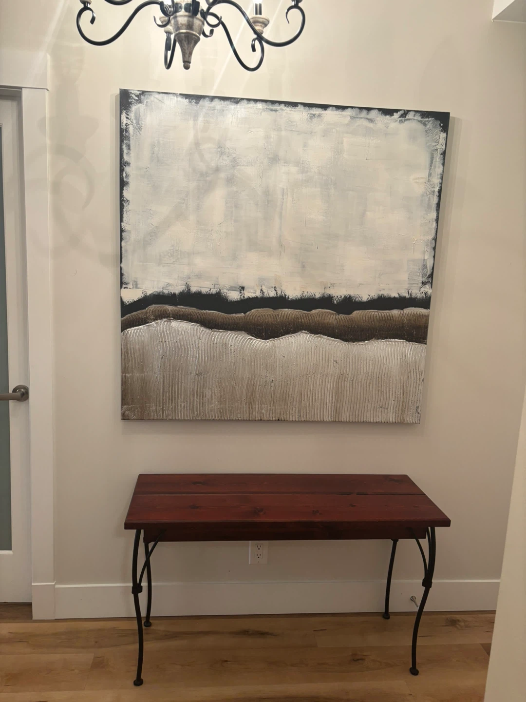Long Wooden entrance table with black iron legs - photo 2