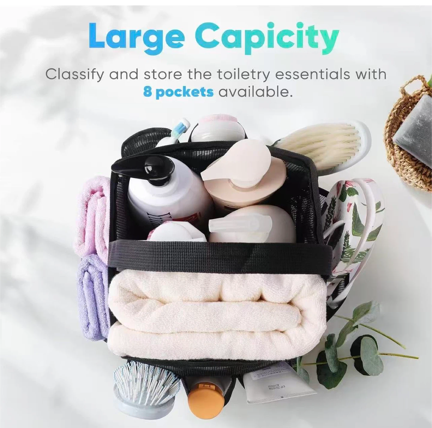 Portable Mesh Shower Caddy Tote Bag with Handles - photo 3