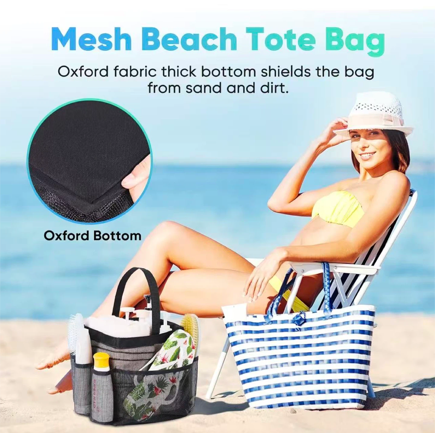 Portable Mesh Shower Caddy Tote Bag with Handles - photo 5