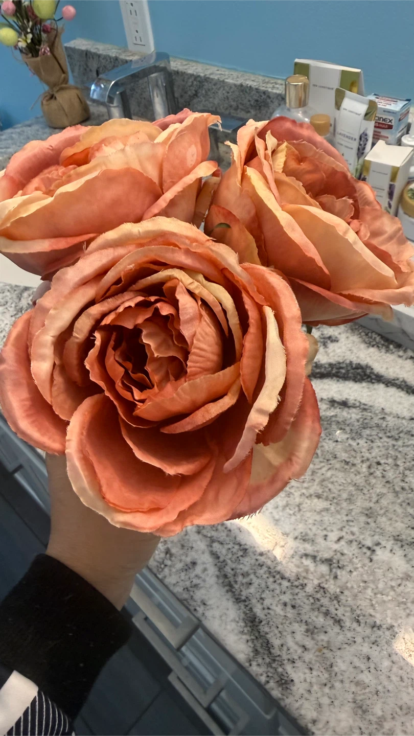 Faux Roses in Galvanized Pot - photo 4