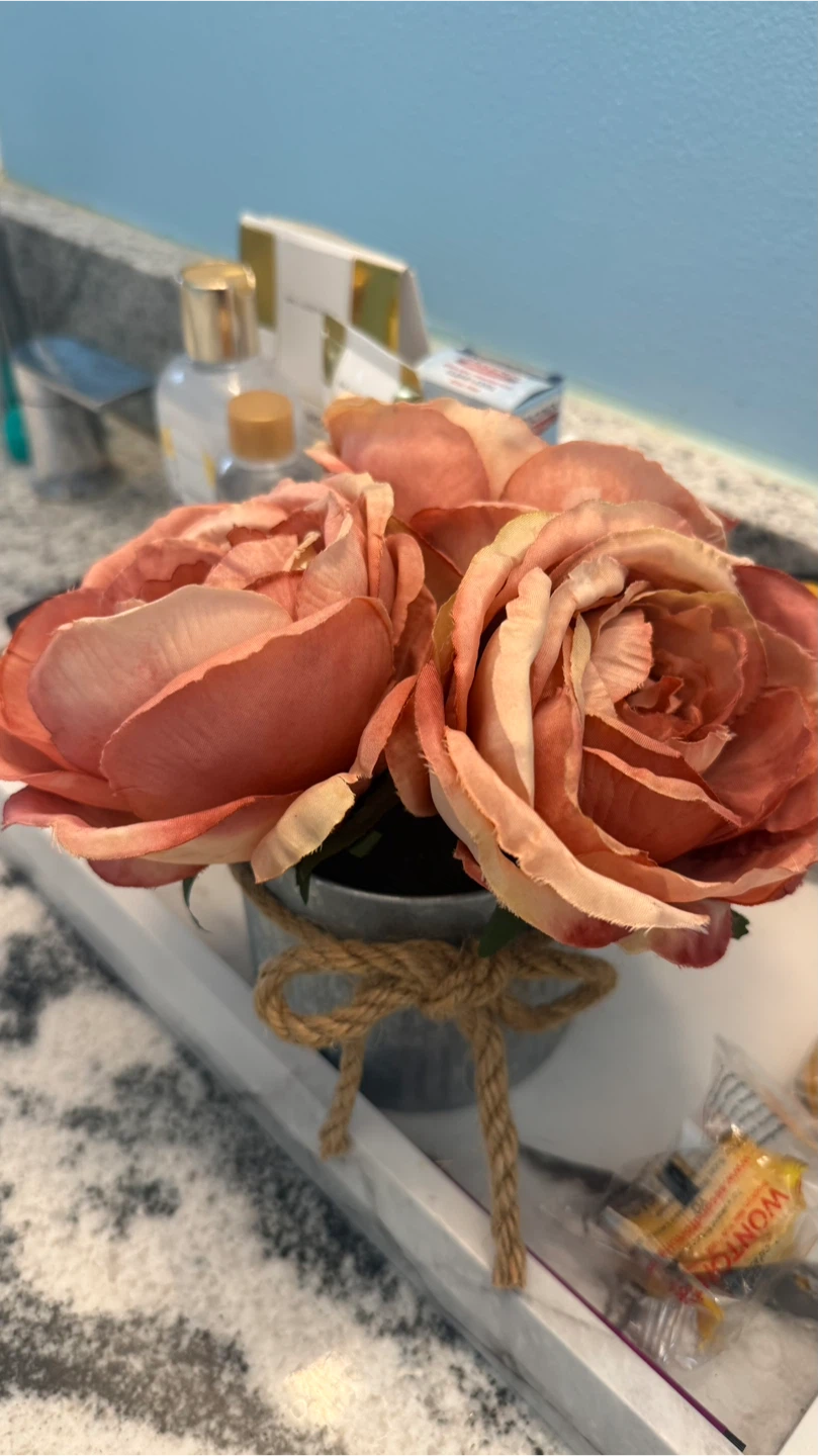 Faux Roses in Galvanized Pot - photo 5