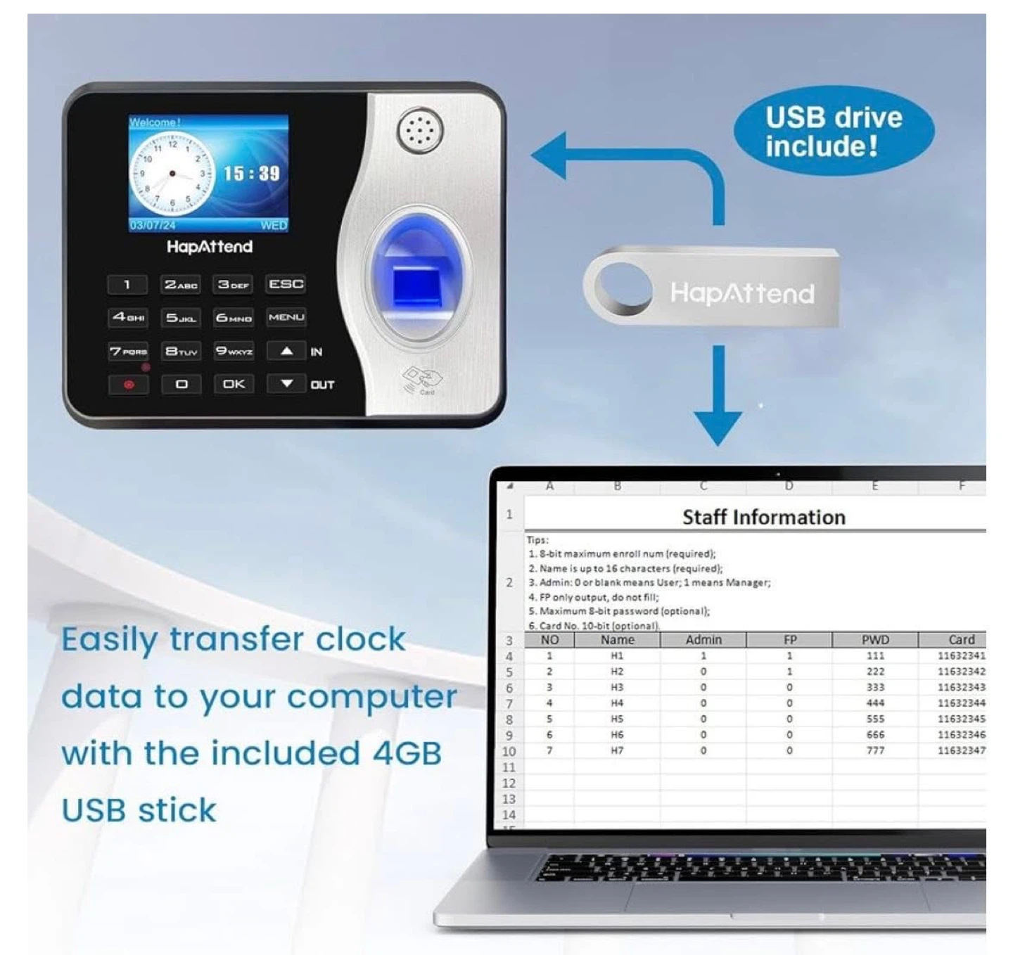 HapAttend Standalone Fingerprint & RFID Time Attendance System - photo 4