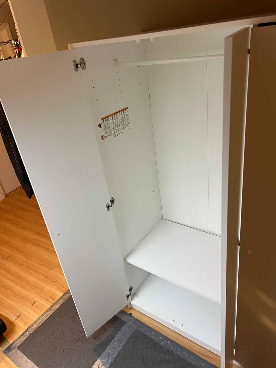 White 3-Door Wardrobe with Hanging Rod - photo 2