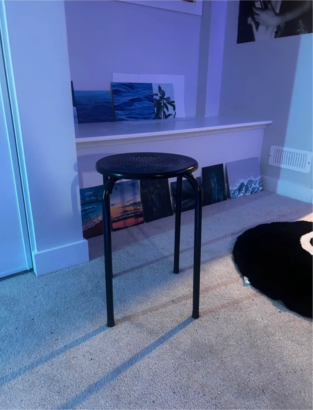 Black metal stool - photo 2