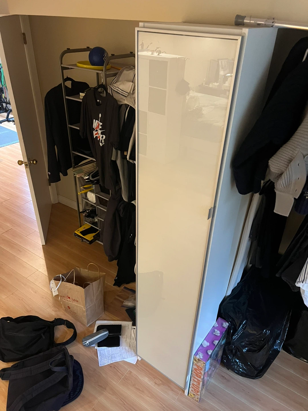 White Tall Storage Cabinet with Shelves - photo 2