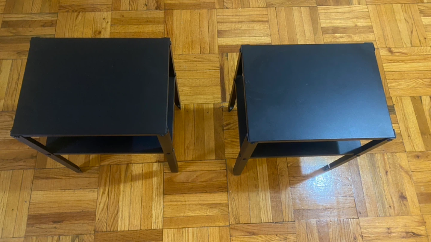Set of 2 Black Metal Side Tables with Shelves