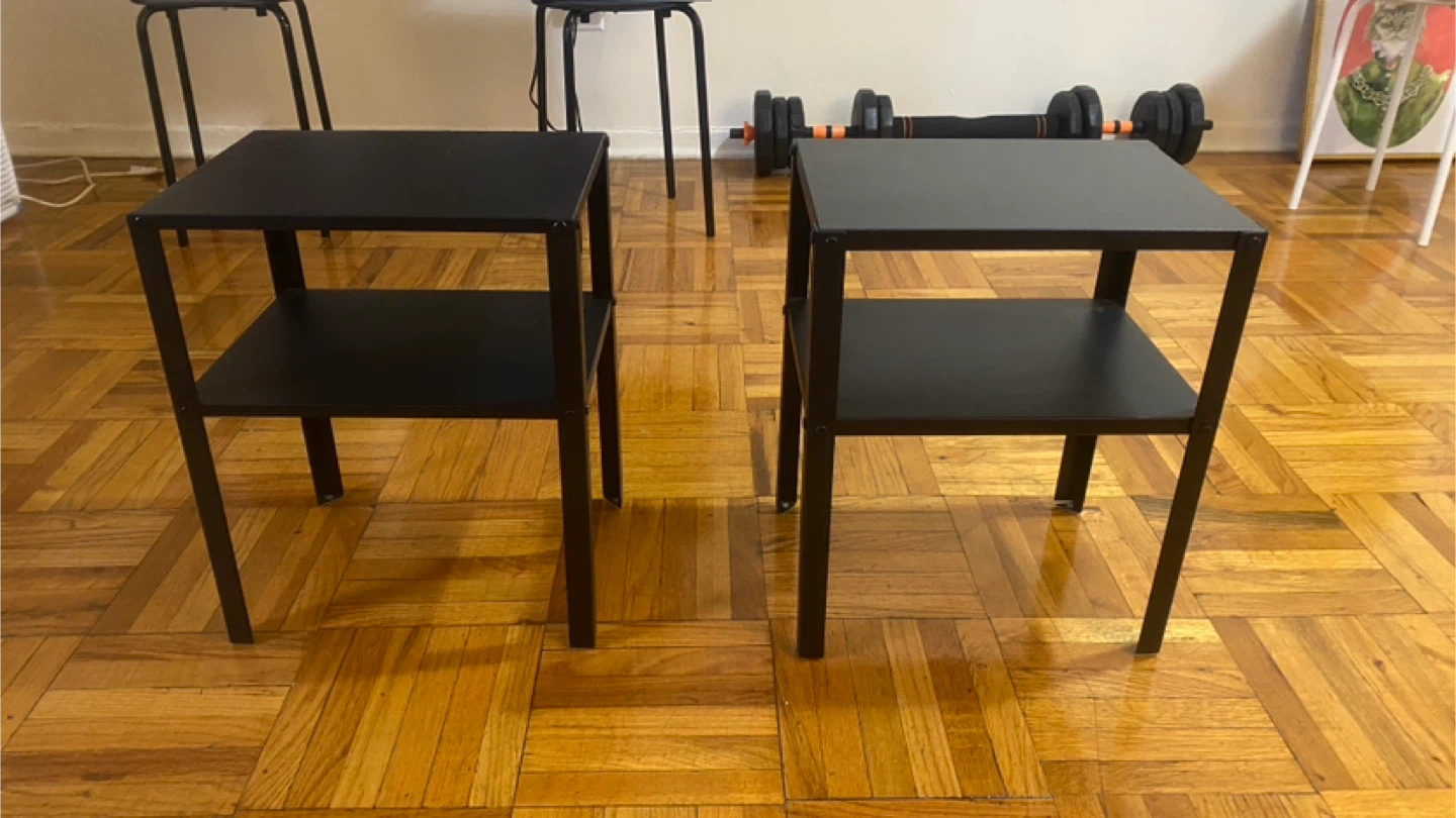 Set of 2 Black Metal Side Tables with Shelves - photo 2