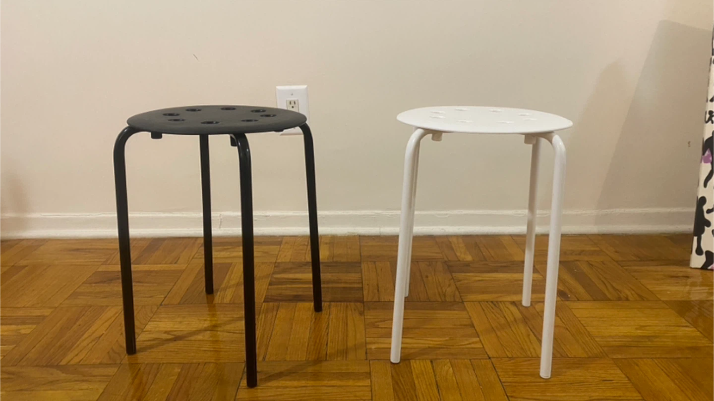 Set of 2 IKEA STOLIGHET Stools - Black and White