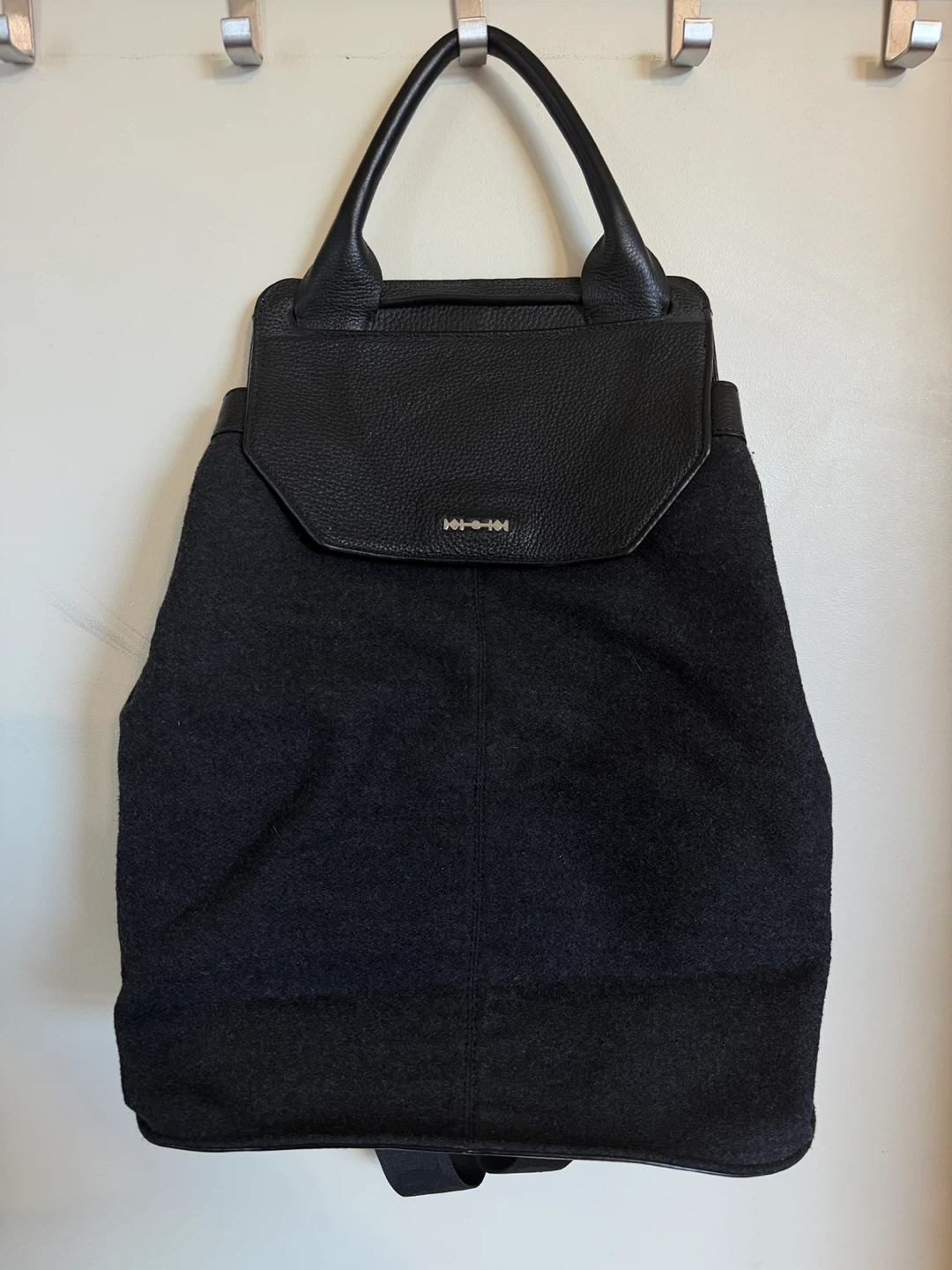 McQueen MCQ Black Leather wool backpack