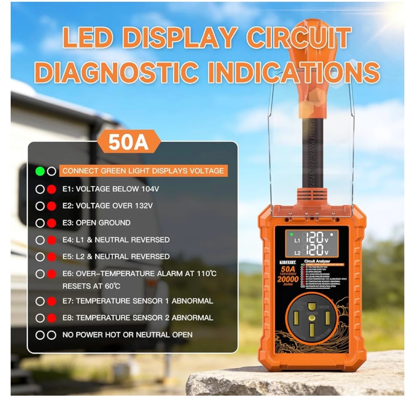 Kingsun 50A RV Surge Protector Circuit Analyzer - photo 4