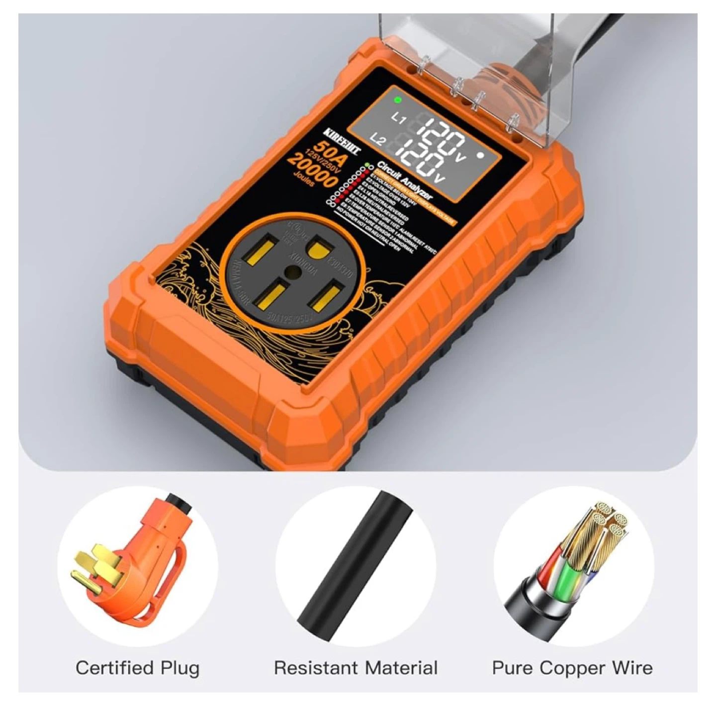 Kingsun 50A RV Surge Protector Circuit Analyzer - photo 3