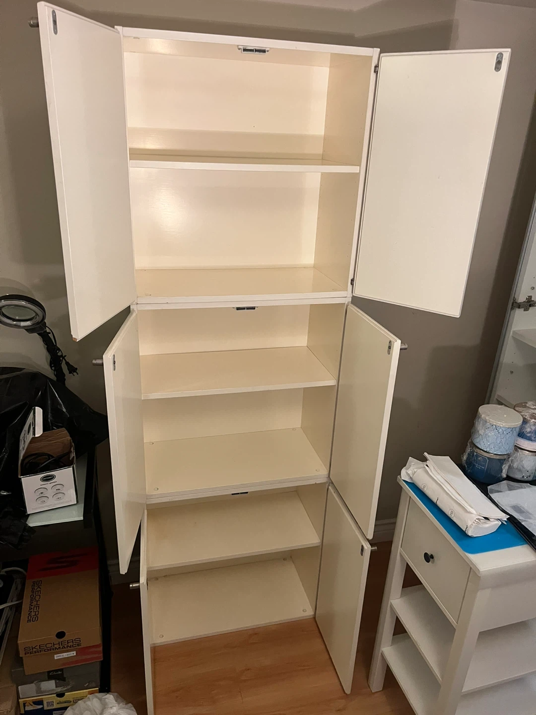 White Storage Cabinet and Side Table - photo 5