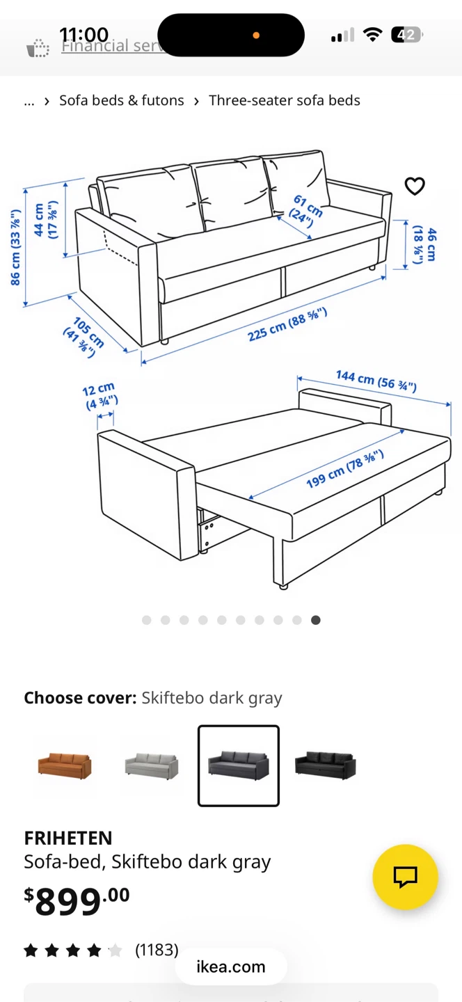 IKEA Friheten Sofa-bed, Skifitebo dark gray - photo 2